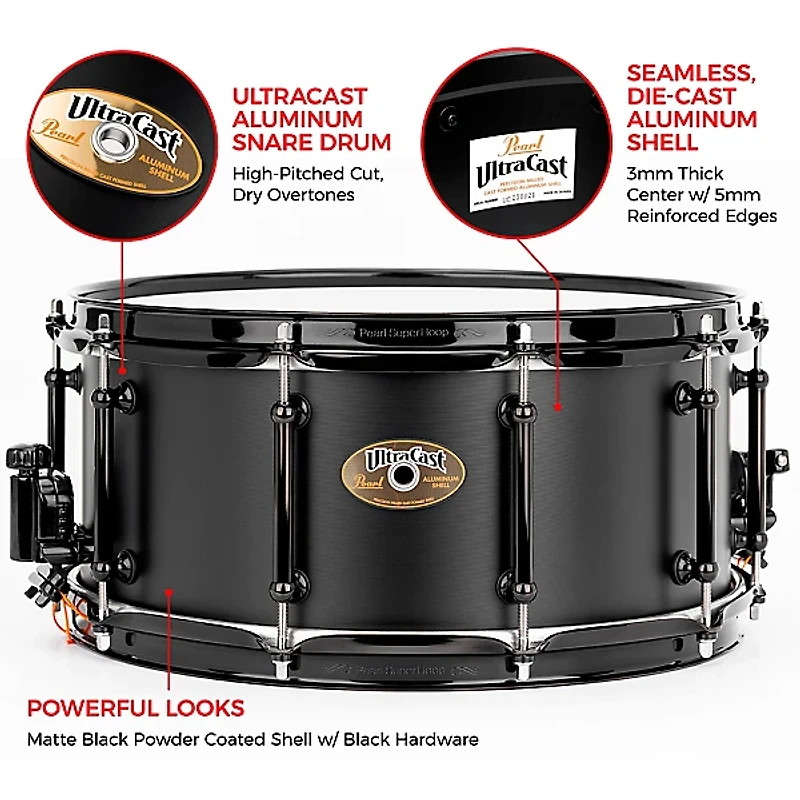 Pearl Ultracast 5/3/5mm Cast Aluminum Snare Drum
