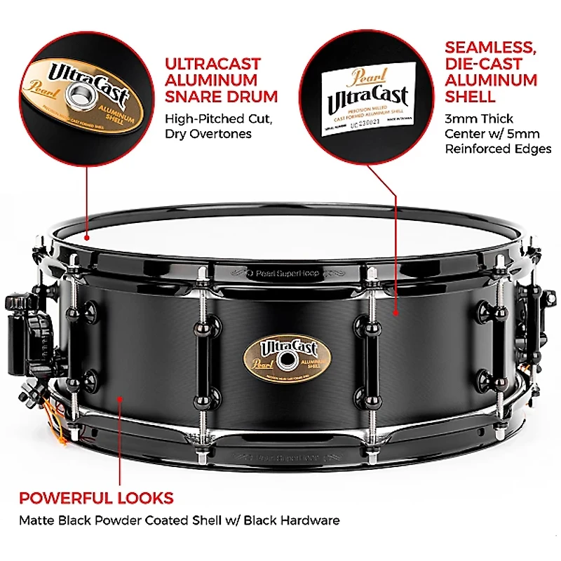 Pearl Ultracast 5/3/5mm Cast Aluminum Snare Drum