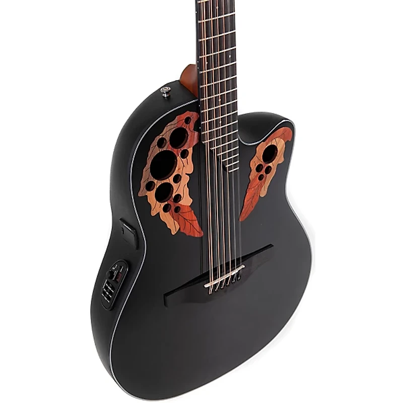 Ovation CE4412-5-G Celebrity Series Elite Mid-Depth 12-String Acoustic-Electric Guitar Black