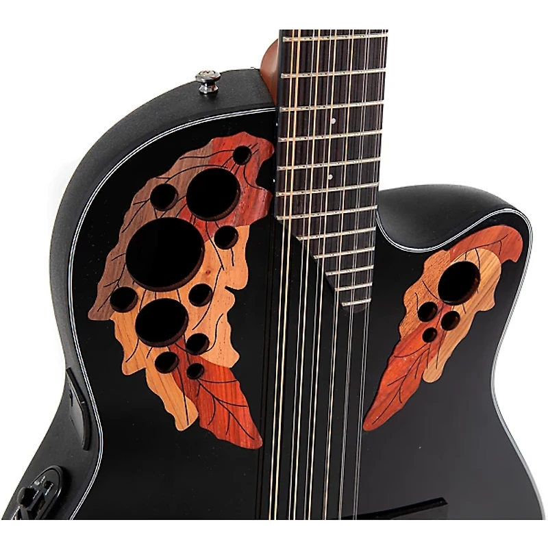 Ovation CE4412-5-G Celebrity Series Elite Mid-Depth 12-String Acoustic-Electric Guitar Black