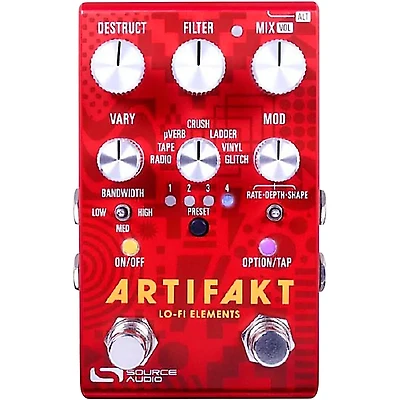Source Audio Artifakt Lo-fi Elements Delay and Reverb Effects Pedal Red