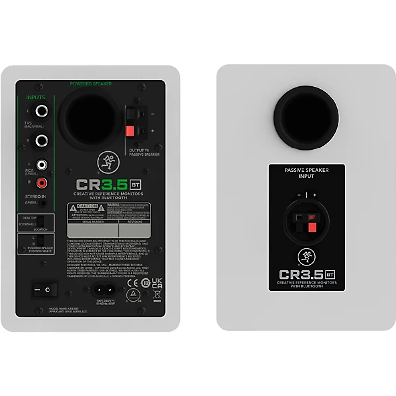 Mackie CR3.5BT-LTD-WHT 3.5" Limited-Edition White Powered Studio Monitors With Tone Control and Bluetooth (Pair)