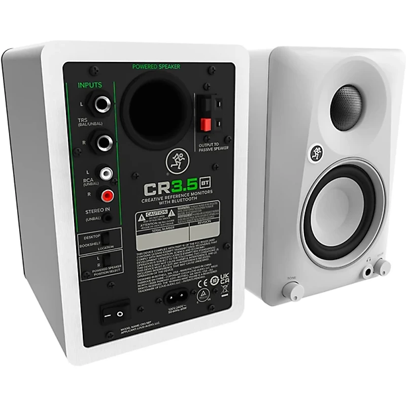 Mackie CR3.5BT-LTD-WHT 3.5" Limited-Edition White Powered Studio Monitors With Tone Control and Bluetooth (Pair)