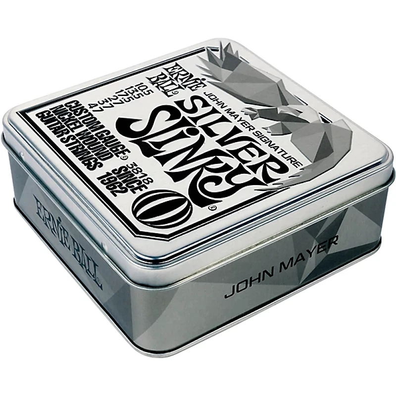 Ernie Ball John Mayer Silver Slinky Nickel Wound Electric Guitar Strings 3-Pack Tin 10.5 - 47