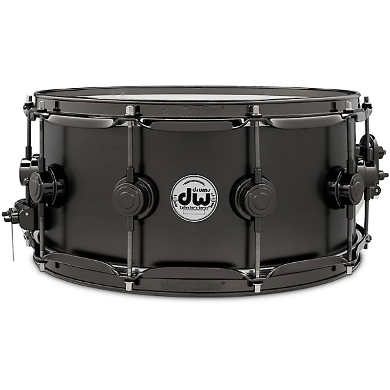 DW Collector's Series Satin Black Over Brass Snare Drum With Black Nickel Hardware