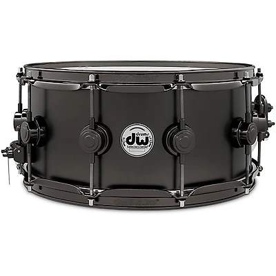DW Collector's Series Satin Black Over Brass Snare Drum With Black Nickel Hardware