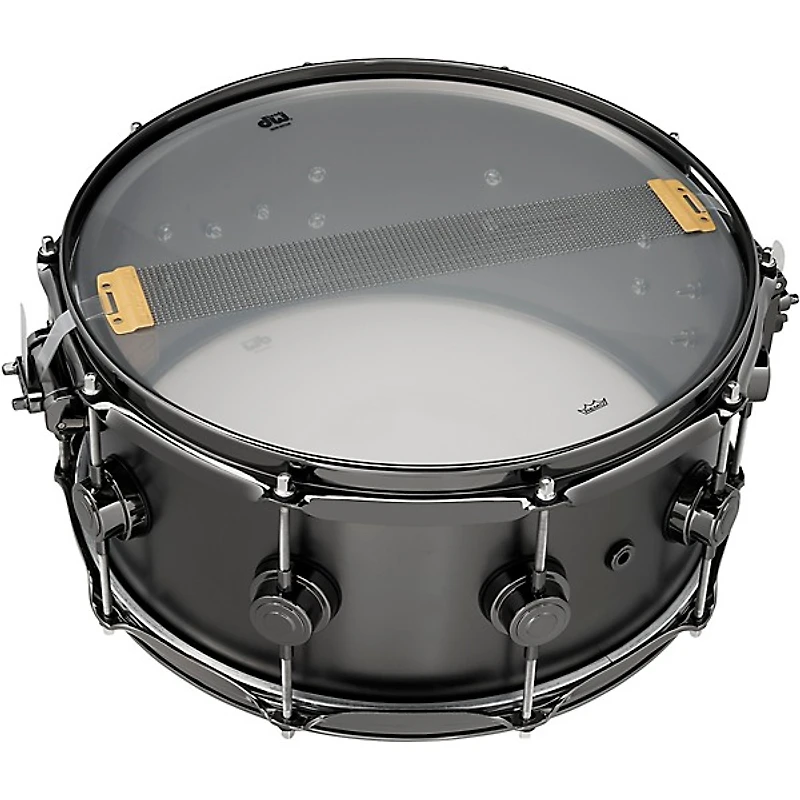 DW Collector's Series Satin Black Over Brass Snare Drum With Black Nickel Hardware