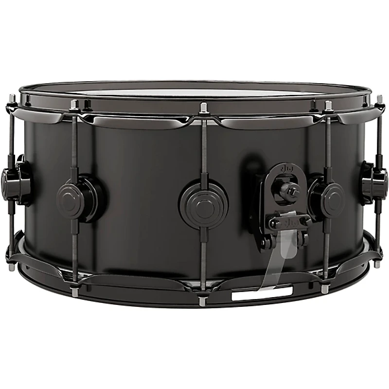 DW Collector's Series Satin Black Over Brass Snare Drum With Black Nickel Hardware
