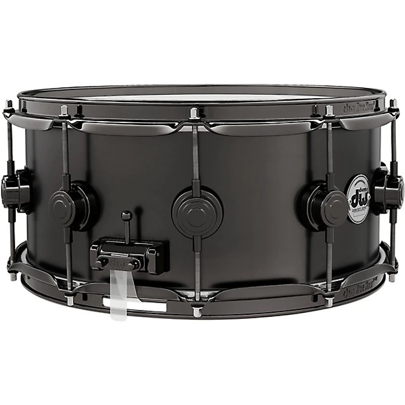 DW Collector's Series Satin Black Over Brass Snare Drum With Black Nickel Hardware
