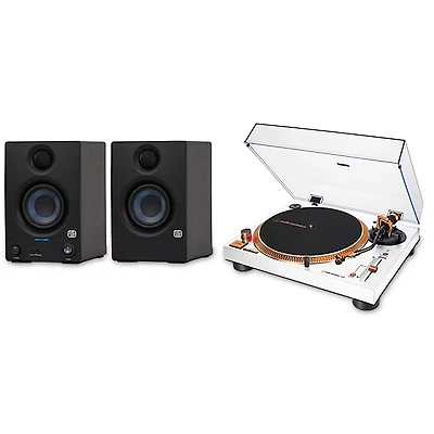 Audio-Technica AT-LP120XUSB-WB Record Player with PreSonus Studio Monitors Bundle