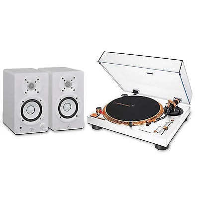 Audio-Technica AT-LP120XUSB-WB Record Player with Yamaha Studio Monitors Bundle