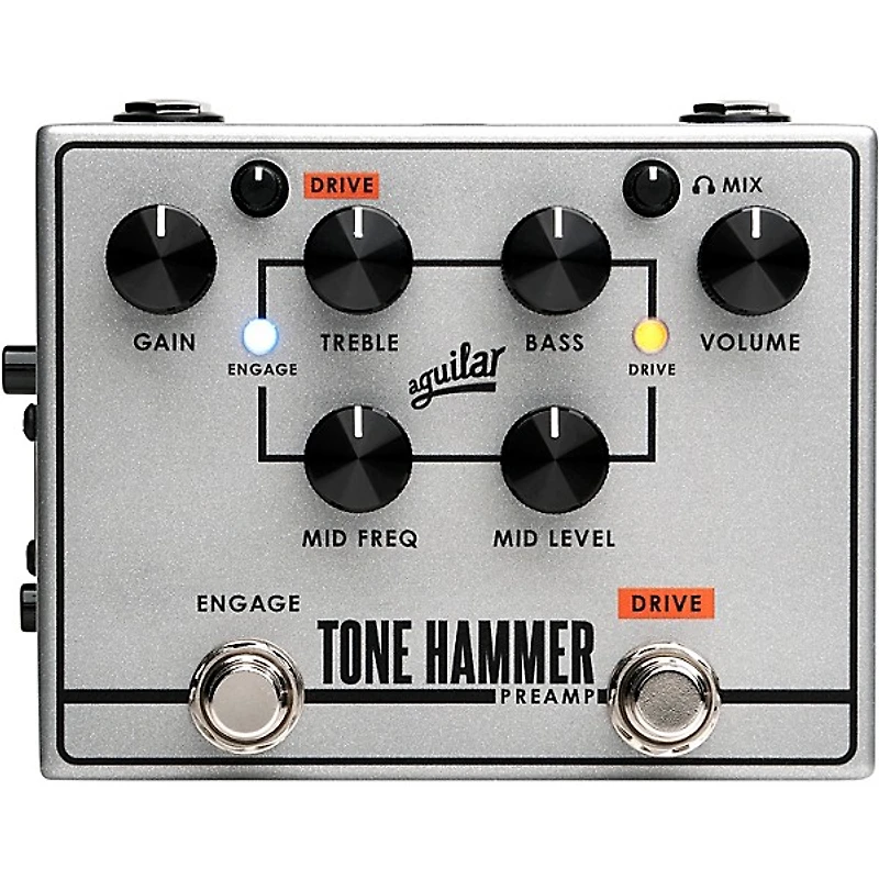 Aguilar Tone Hammer V2 Preamp Bass Effects Pedal Silver