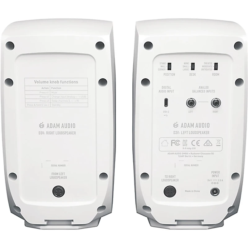 ADAM Audio D3V 3" Active Studio Monitors (Pair) White