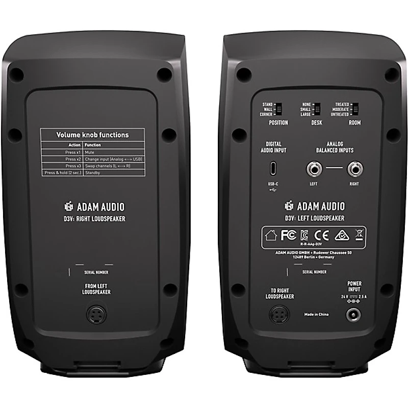 ADAM Audio D3V 3" 80W Active Studio Monitors - Black (Pair)