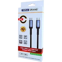 Tera Grand USB4 USB-C to C Gen 2x2 20Gbps 240W Braided Cable 6 ft. Black