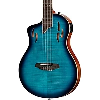 Ortega TourPlayer Deluxe Left-Handed Nylon-String Acoustic-Electric Guitar Blue Burst