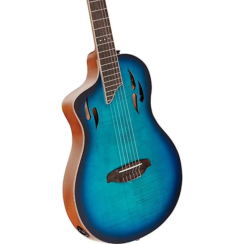 Ortega TourPlayer Deluxe Left-Handed Nylon-String Acoustic-Electric Guitar Blue Burst