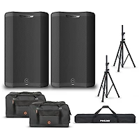 Harbinger VARI V4415 15" Powered Speakers Package With Bags & Stands