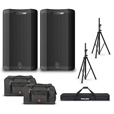 Harbinger VARI V4412 12" Powered Speakers Package With Bags & Stands