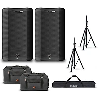 Harbinger VARI V4412 12" Powered Speakers Package With Bags & Stands