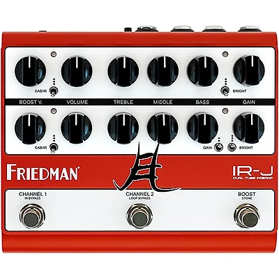 Friedman IRJ Dual Tube Jake E. Lee Signature Dual-Tube Preamp DI+IR Dual-Channel 12AX7 Tubes Effects Pedal Red and White