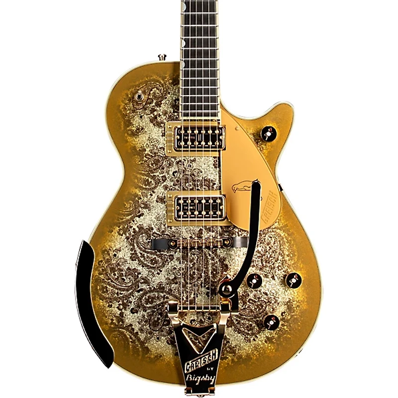 Gretsch Guitars G6134TG Limited Edition Paisley Penguin with String-Thru Bisgby Electric Guitar Gold Paisley