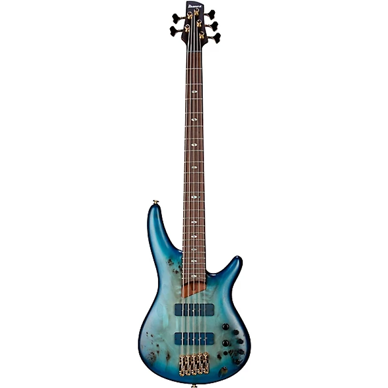 Ibanez Prestige SR6605 5-String Electric Bass Guitar Ghost Fleet Blue Burst