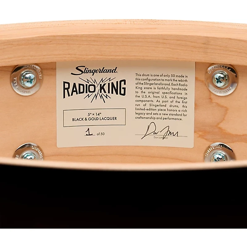 Slingerland Limited-Edition Radio King Specialty Lacquer Maple Snare Drum 14 x 5 in. Black & Gold Lacquer