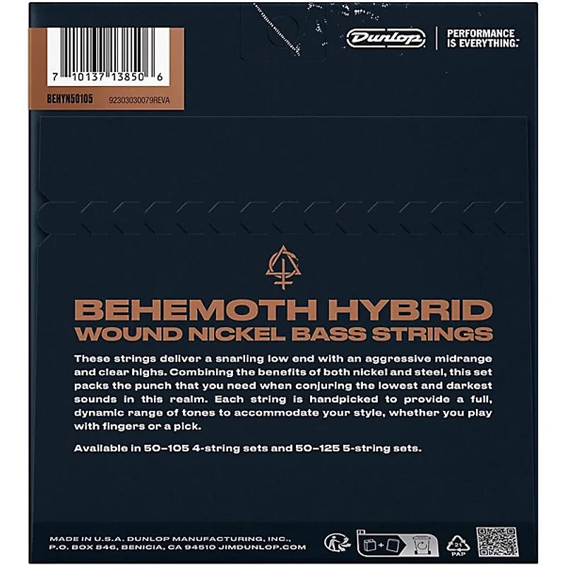 Dunlop Behemoth Hybrid Wound Nickel Bass Strings 50 - 105
