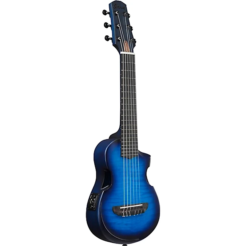 Ibanez AUP10NFMNE Nylon-String Piccolo Acoustic-Electric Guitar Transparent Blue Burst