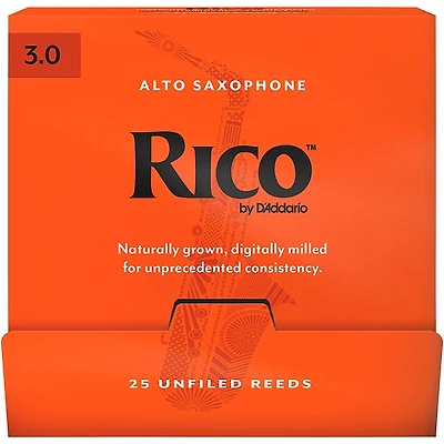 D'Addario Woodwinds Rico Alto Saxophone Reeds, 25-Pack in dispenser box