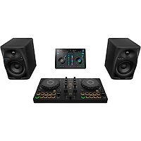 AlphaTheta DDJ-FLX2 Entry Level DJ Controller with DM-40D Studio Monitors