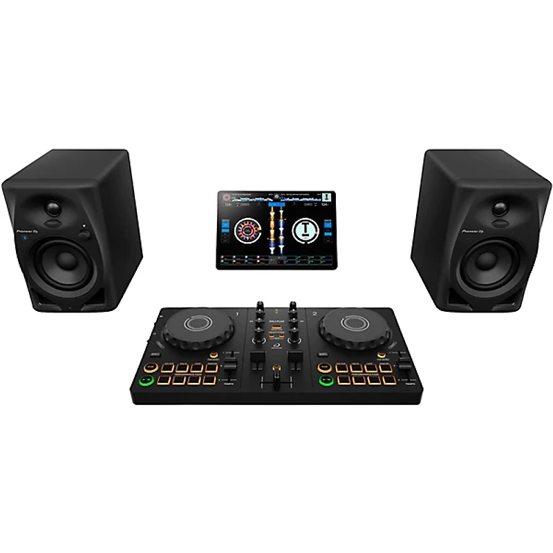 AlphaTheta DDJ-FLX2 Entry Level DJ Controller with DM-40D Studio Monitors