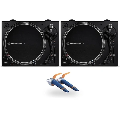 Audio-Technica AT-LP120XBT-USB Bluetooth Direct-Drive Turntable Pair with Ortofon Concorde DJ Cartridge Twin Pack