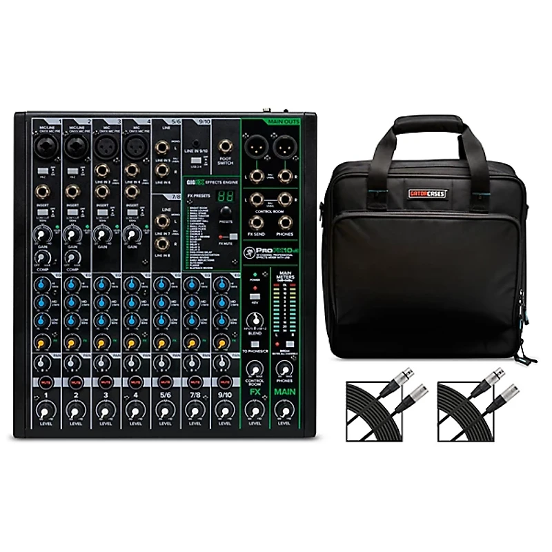 Mackie ProFX10v3 10-Channel Mixer With Gator Mixer Bag and Cables