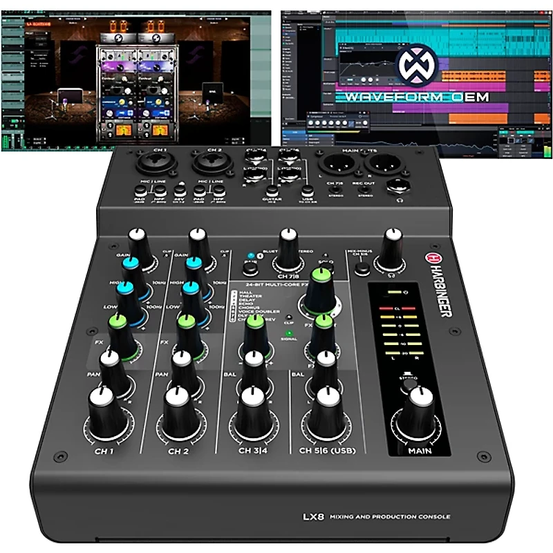 Harbinger LX8 8-Channel Analog Mixer With Gator Mixer Bag & Cables
