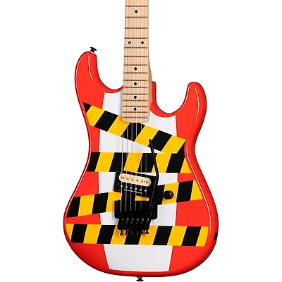 Kramer Baretta "Danger Zone" Electric Guitar Warning Tape on White Red