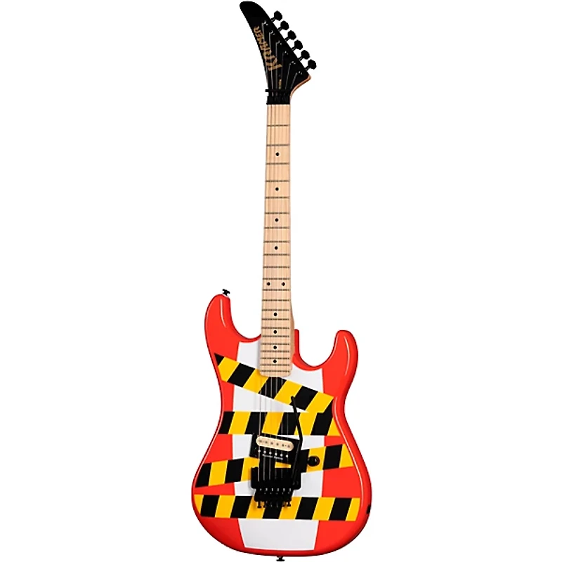 Kramer Baretta "Danger Zone" Electric Guitar Warning Tape on White Red