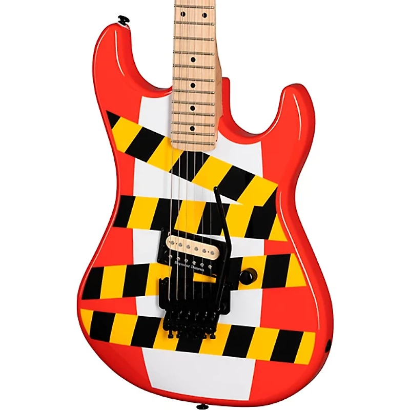 Kramer Baretta "Danger Zone" Electric Guitar Warning Tape on White Red