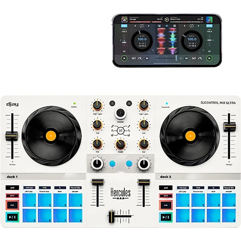Hercules DJ DJControl Mix Ultra Portable DJ Controller for djay - White