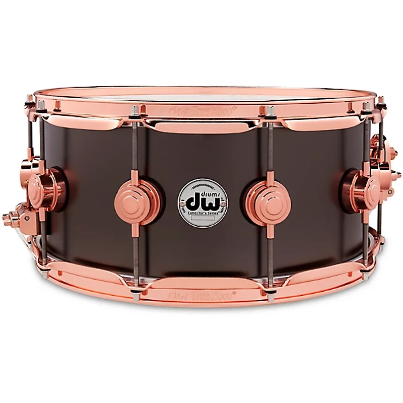 DW Collector's Series 14x6.5" Satin Black Over Brass Snare Drum With Copper Hardware 14 x 6.5 in. Satin Black Over Brass w/Copper Hardware