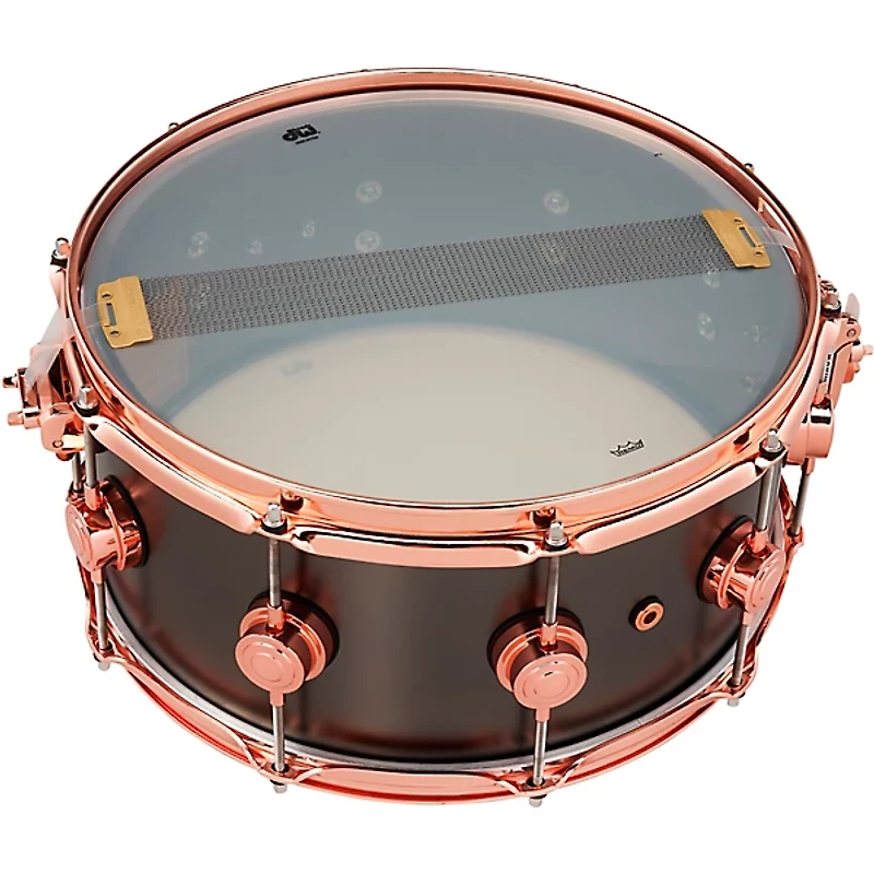 DW Collector's Series 14x6.5" Satin Black Over Brass Snare Drum With Copper Hardware 14 x 6.5 in. Satin Black Over Brass w/Copper Hardware