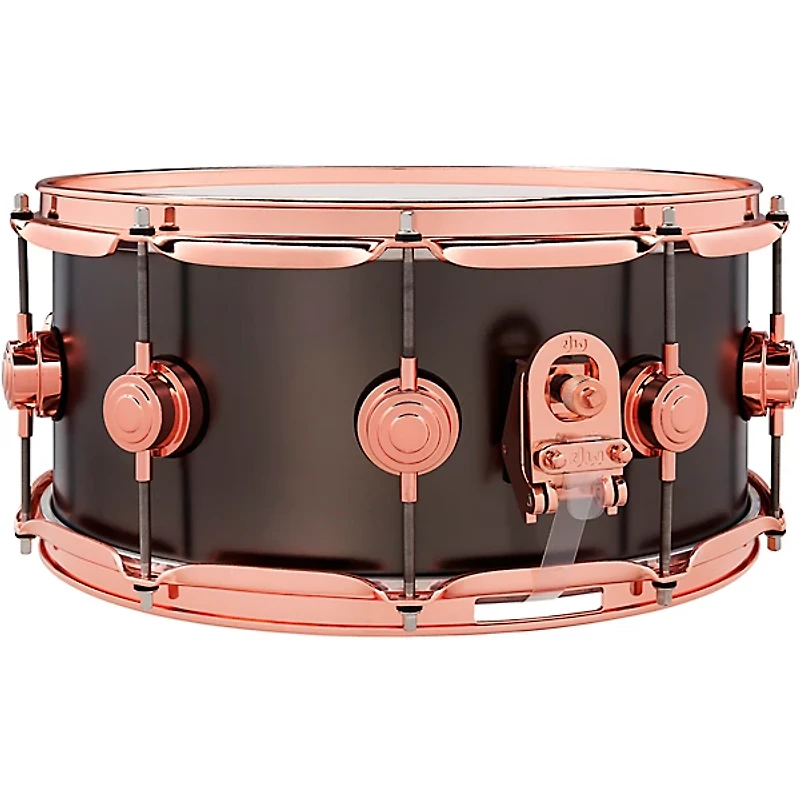 DW Collector's Series 14x6.5" Satin Black Over Brass Snare Drum With Copper Hardware 14 x 6.5 in. Satin Black Over Brass w/Copper Hardware