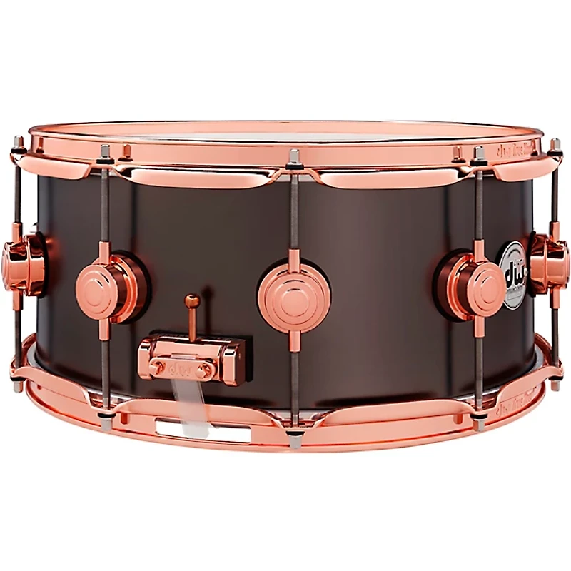 DW Collector's Series 14x6.5" Satin Black Over Brass Snare Drum With Copper Hardware 14 x 6.5 in. Satin Black Over Brass w/Copper Hardware