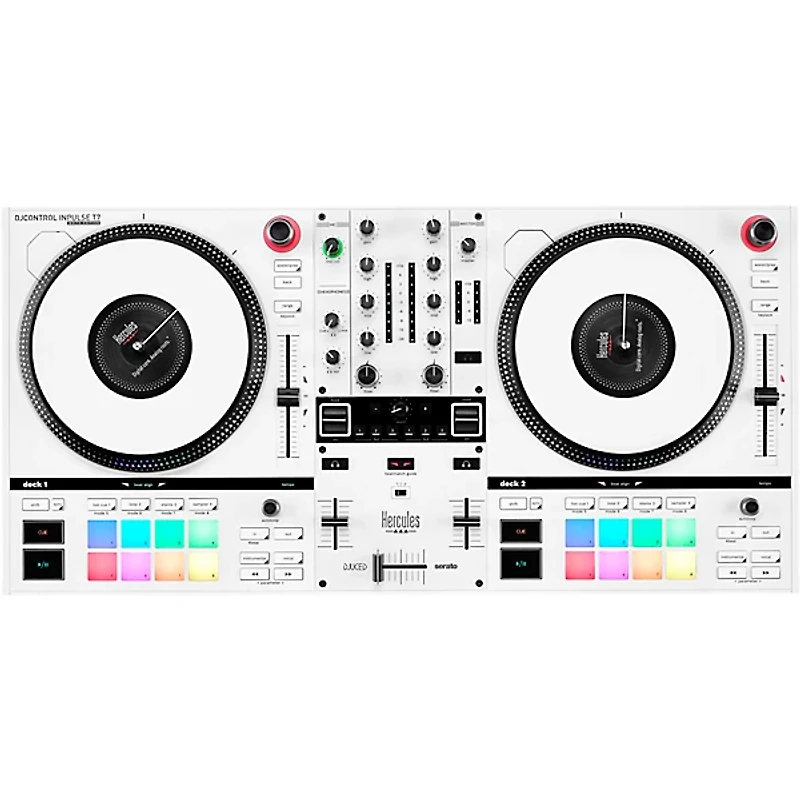 Hercules DJ DJControl Inpulse T7 2-Channel Motorized DJ Controller in Limited-Edition White with Bag