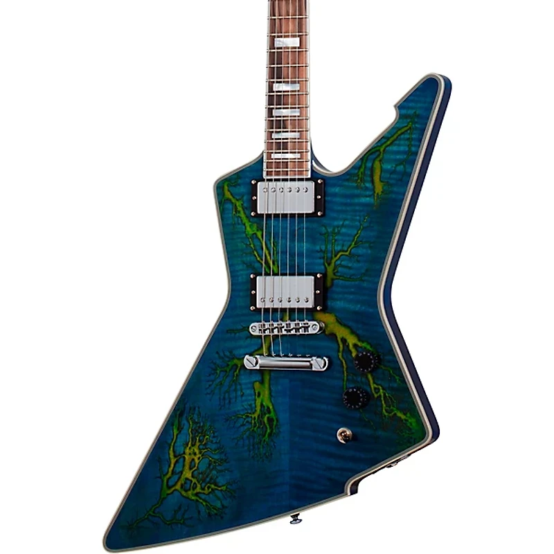 Schecter Guitar Research E-1 Electro-Resin Electric Guitar Transparent Blue