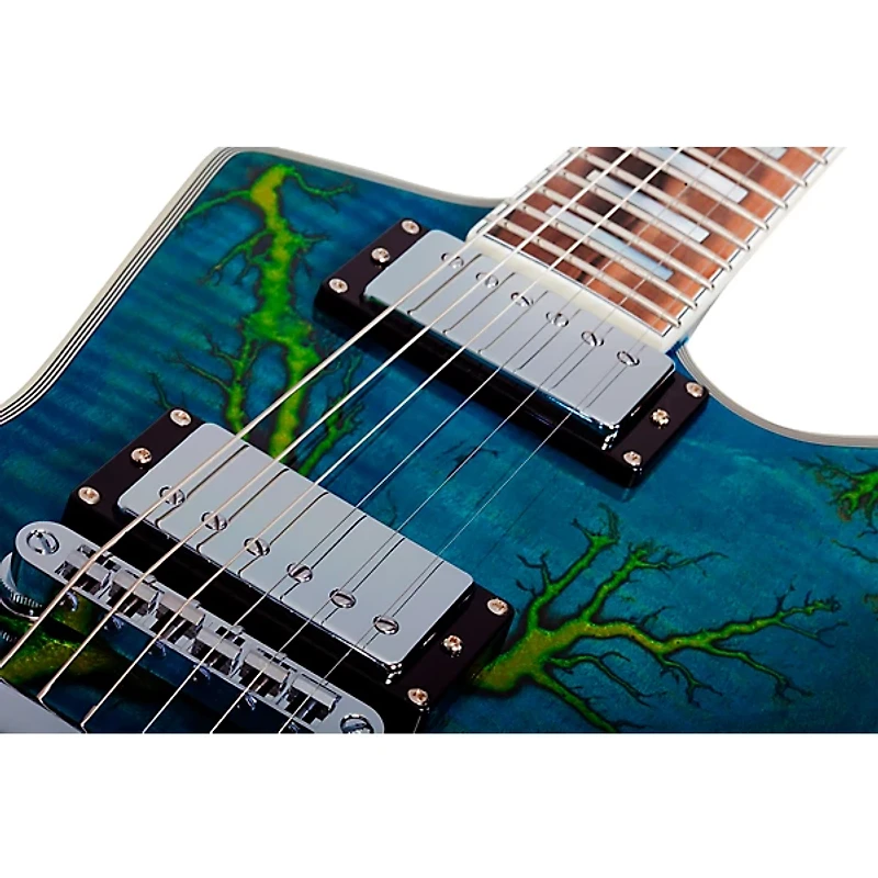 Schecter Guitar Research E-1 Electro-Resin Electric Guitar Transparent Blue