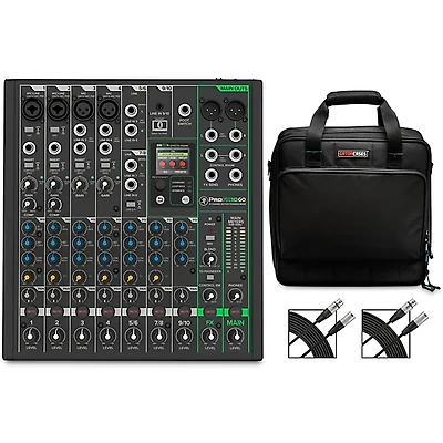 Mackie ProFX10GO Battery-Powered Mixer Bundle with Gator Bag and Cables
