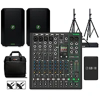Mackie ProFX10GO Battery-Powered Mixer Bundle With Thump GO Speakers, Extra Battery, Stands, Cables & Mixer Bag