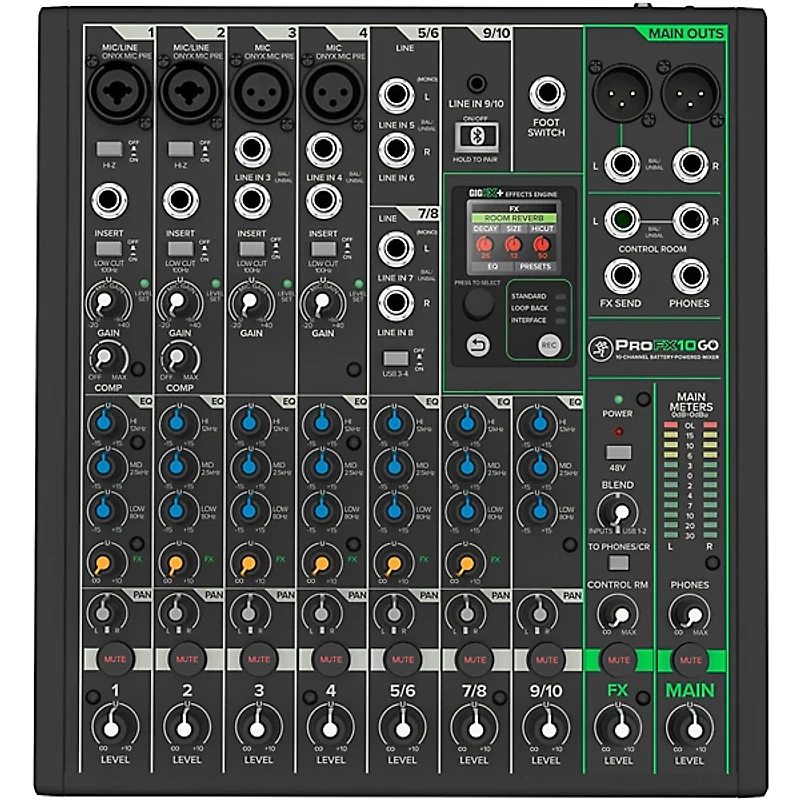 Mackie ProFX10GO Battery-Powered Mixer Bundle With Thrash212 GO Speakers, Extra Battery, Bags, Stands & Cables